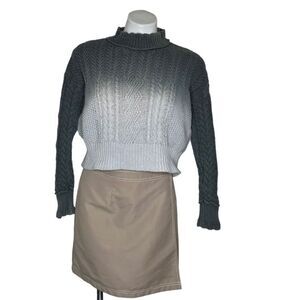 By ANTHROPOLOGIE Grey Sweater Marci Dip Dyed Cable Knit Ombré Boxy Size Small